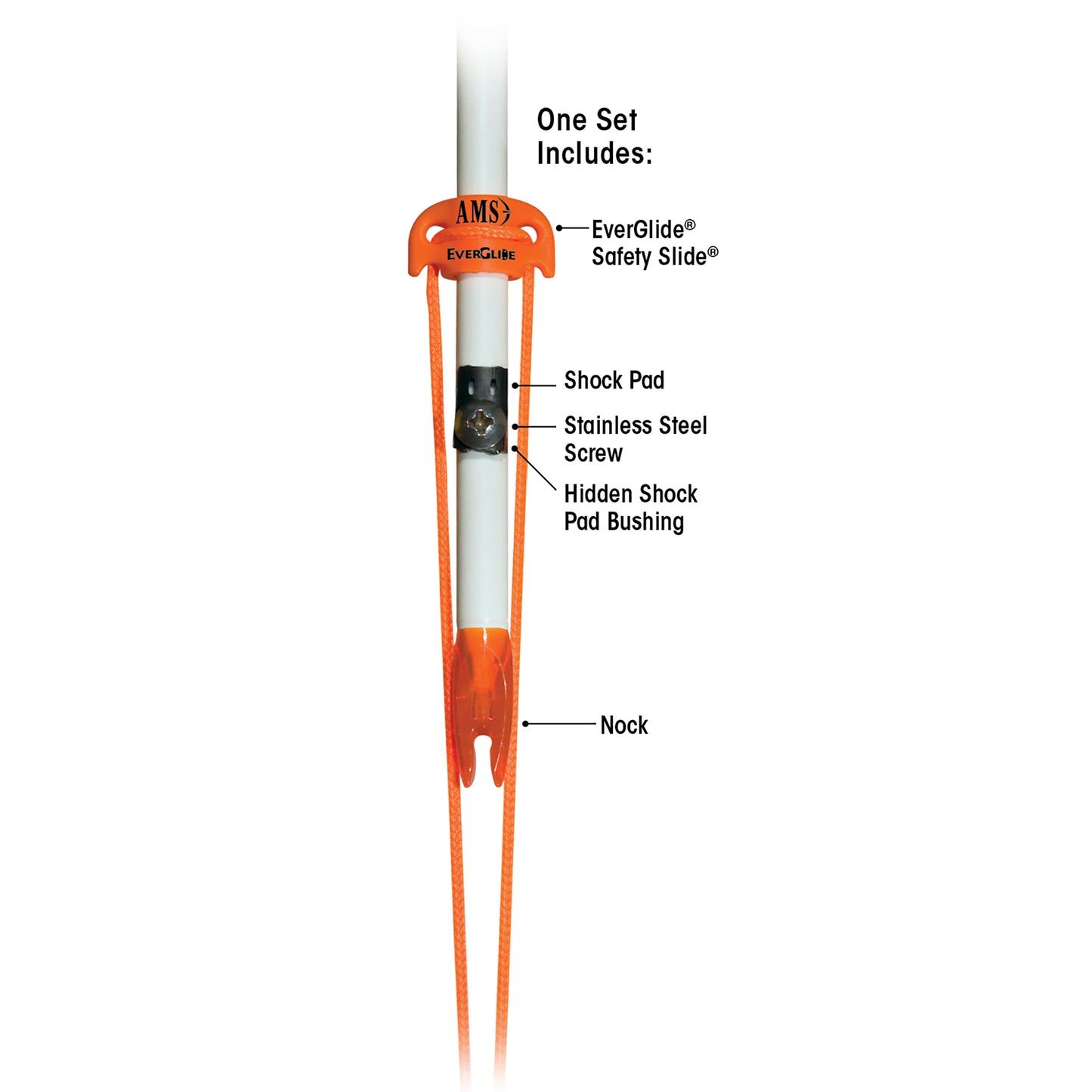 AMS Bowfishing EverGlide® Safety Slide® for 5/16” Arrows 5-Pack – Orange